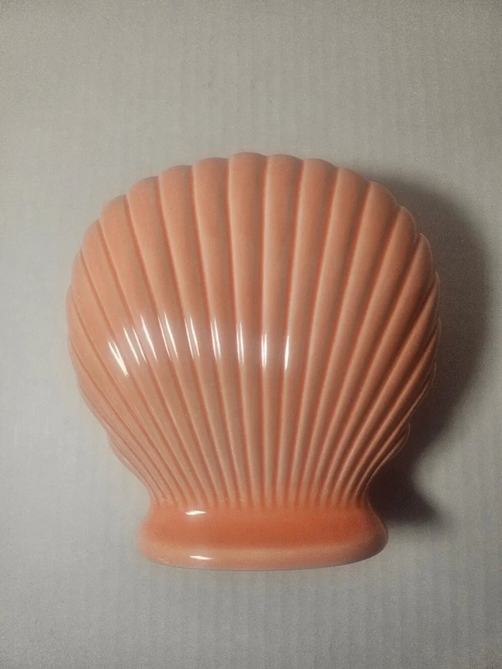 Vintage Pink Coral Scallop Clamshell Planter Vase Made in Japan Nautical Decor